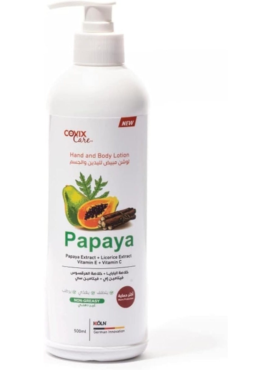 Covix Care Papaya Lotion Intense Hydration And Skin Brightening With Papaya Extract Licorice Vitamin E And C For All Skin Types